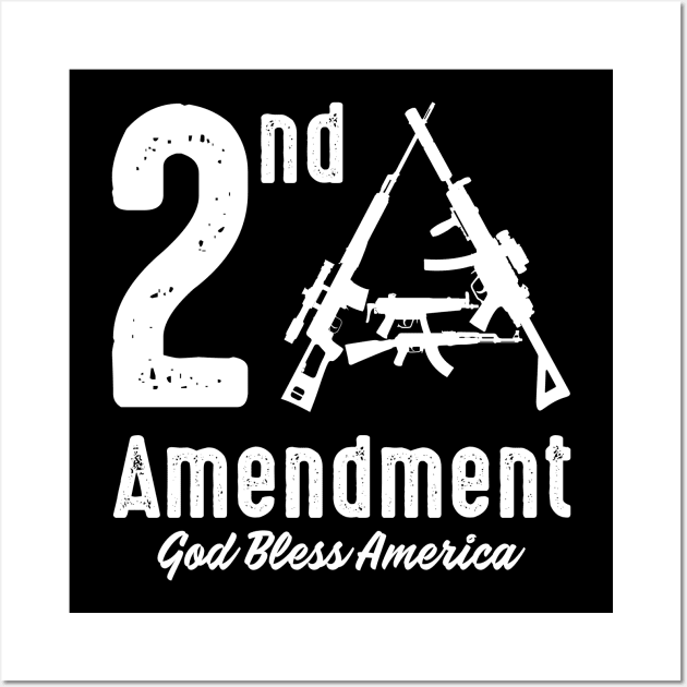 2A Second Amendment God Bless America Gun Rights Gift Wall Art by Alema Art